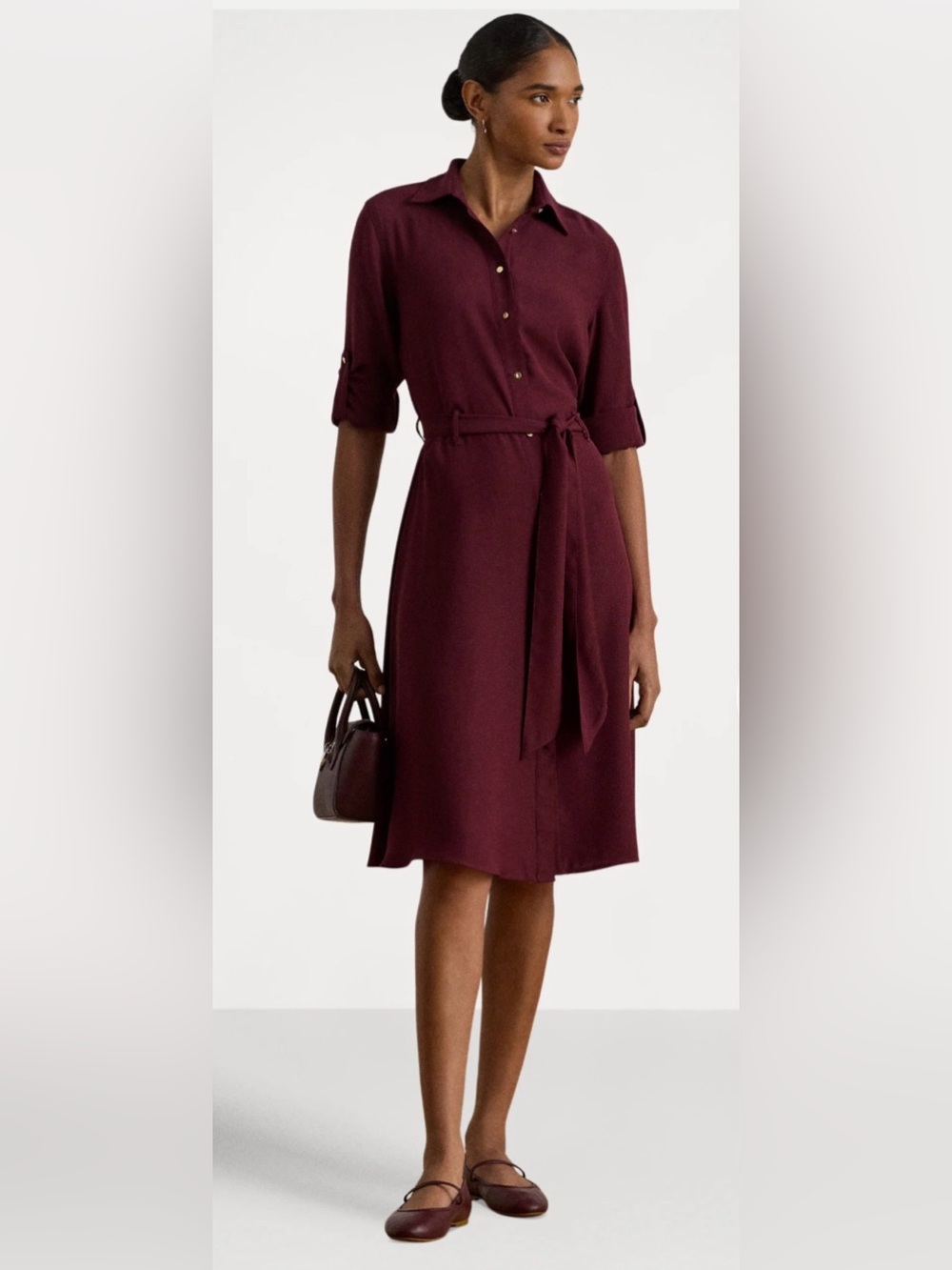 Lauren Ralph Lauren Shirt Dress in Deep Burgundy